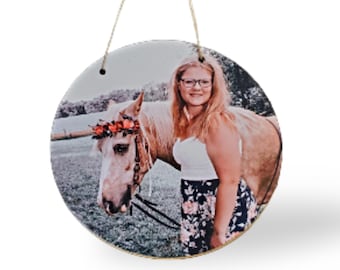 Custom Photo Wood Wall Hanging • UV‑Printed Personalized Picture Sign • Rustic Keepsake for Pets, Horses & Family Photos