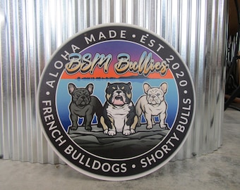 Custom Printed On Wood Sign Kennel Breeder Bullie Frenchie Shorty Dogs Pets Boarding Commerical Signage Your Logo Personalized Door Hanger