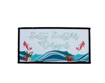 Custom Mermaid Logo Sign – Personalized Wood Business Sign with Raised Text – Ocean & Coastal Design Studio Decor