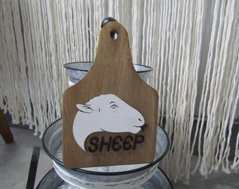 Sheep Farm Animal Wooden Ear Tag Teir Tray Decor Farmhouse Decor Wood Small Rustic Country Style Decoration Livestock Kitchen