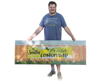 Custom Lemonade Stand UV‑Printed Wood Sign – Foldable Freestanding Display – Personalized Family Outdoor Décor