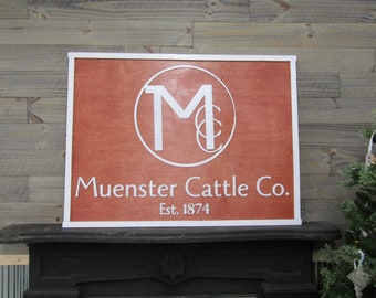 Custom Business Sign Rectangle 3D Large Custom Cattle Co Company Signage Indoor Outdoor Small Business Logo Laser Cut Wood Sign Barn Farm