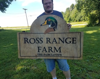 Farm Sign, Woodland Duck, Bird, Poultry, Hobby Farm, Large Custom Business Sign, We Use Your Actual Graphic, Business Logo, Wood, 3D, Large