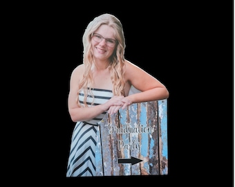 Custom Printed Weatherproof PVC Graduation Party Sign – Personalized Photo Cutout Celebration Décor
