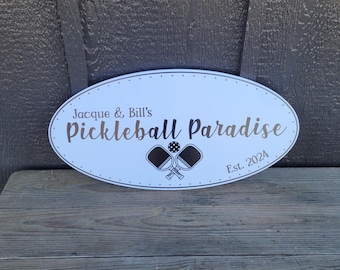 Pickleball Oval Weatherproof Sign Sports PVC Plastic Smooth Personalized Ready for your Business Logo Outdoor Printed Custom