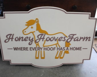 Farm Homestead Commerical Signage Horse Barn Handmade Sign Business Signage Contour 3D Custom Indoor Outdoor Small Business Laser Cut Wood