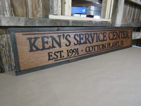 Service Center Sign Wooden Signage Large Oversized Store Front Sign HVAC Handyman Dad Grandpa Gift Custom Personalized Open Entrance 3D Sign