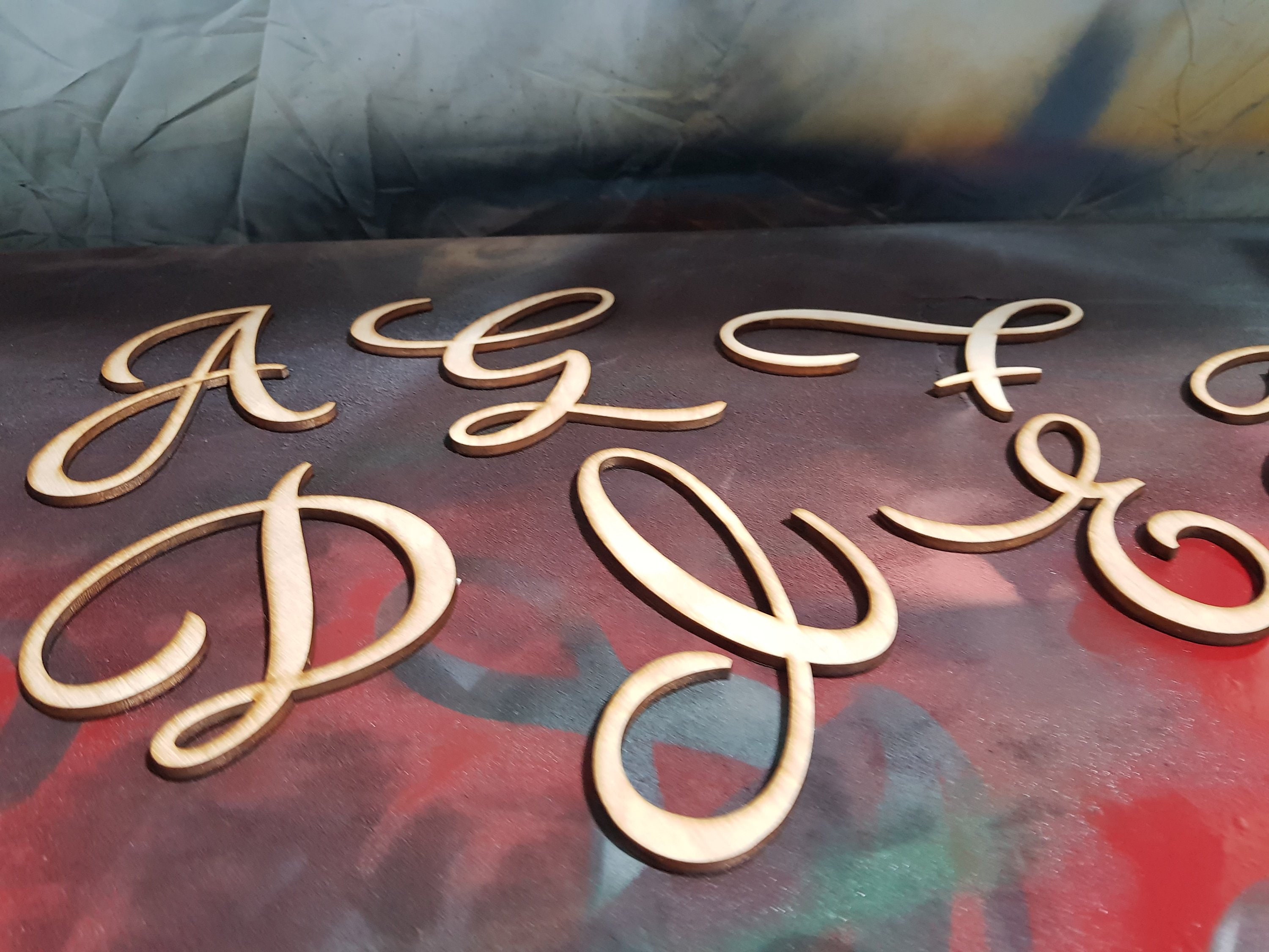 Wood Letter Script Cursive Capital Letter Cut Letter DIY Etsy