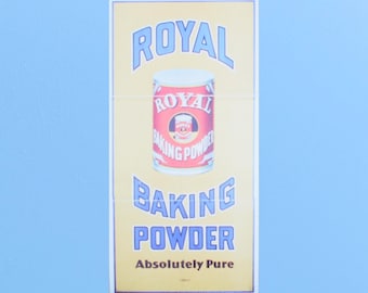 Vintage Royal Baking Powder Advertisement Art Print – Classic Red Can Illustration in Bold Antique Style for Retro Kitchen Wall Decor