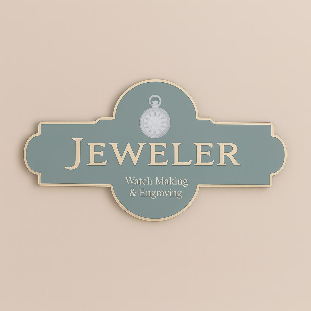 Jewelry Rack Topper Sign Examples Vintage Jeweler Sign Watchmaking & Engraving Shop Decor Colonial Design ...