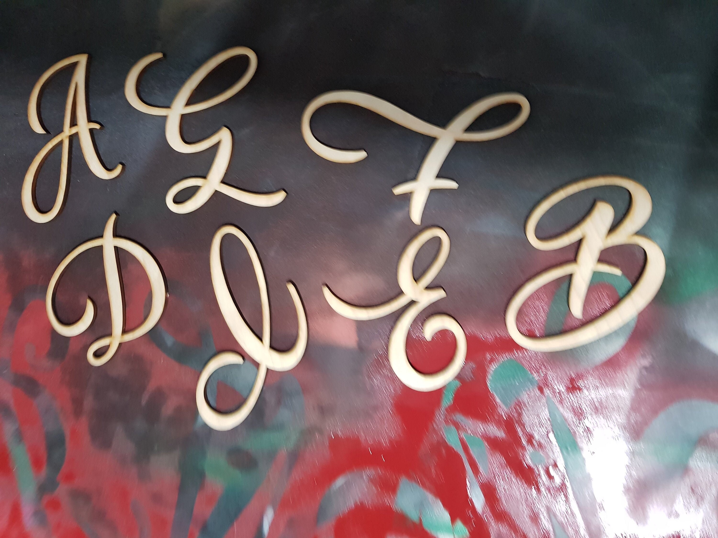 Wood Letter Script Cursive Capital Letter Cut Letter DIY Etsy