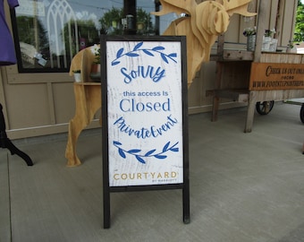 Custom A Frame Logo with Added Closed Area Uvprinted Outdoor Sidewalk Commerical Business Sign Freestanding Hinge Foldable Informational