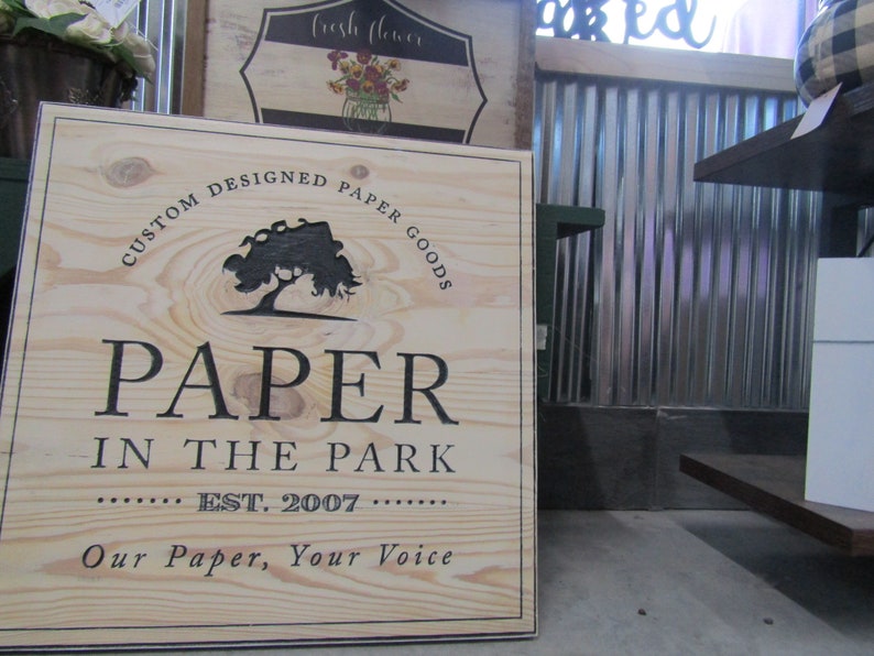 Small Business Branding Engraved Sign Decor Custom Paper Goods Business ...