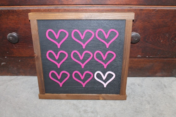 Heart Sign Valentines Day Girls Room Decor Handmade Home decor Hearts Chalkboard like Pink hearts Pattern Layering Sign Coffee Bar Farmhouse