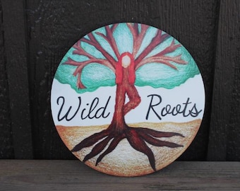 Vendor Booth Tree Printed Logo Sign Lightweight affordable Small Business Wooden Hanging Door Sign Color Vibrant Roots Wild