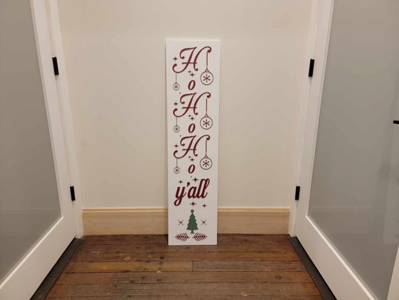 Merry Christmas Yall Ho Ho Ho Farmhouse Porch Leaner Step Door Sign 3D Handmade Winter Unframed Red and Green Country Southern