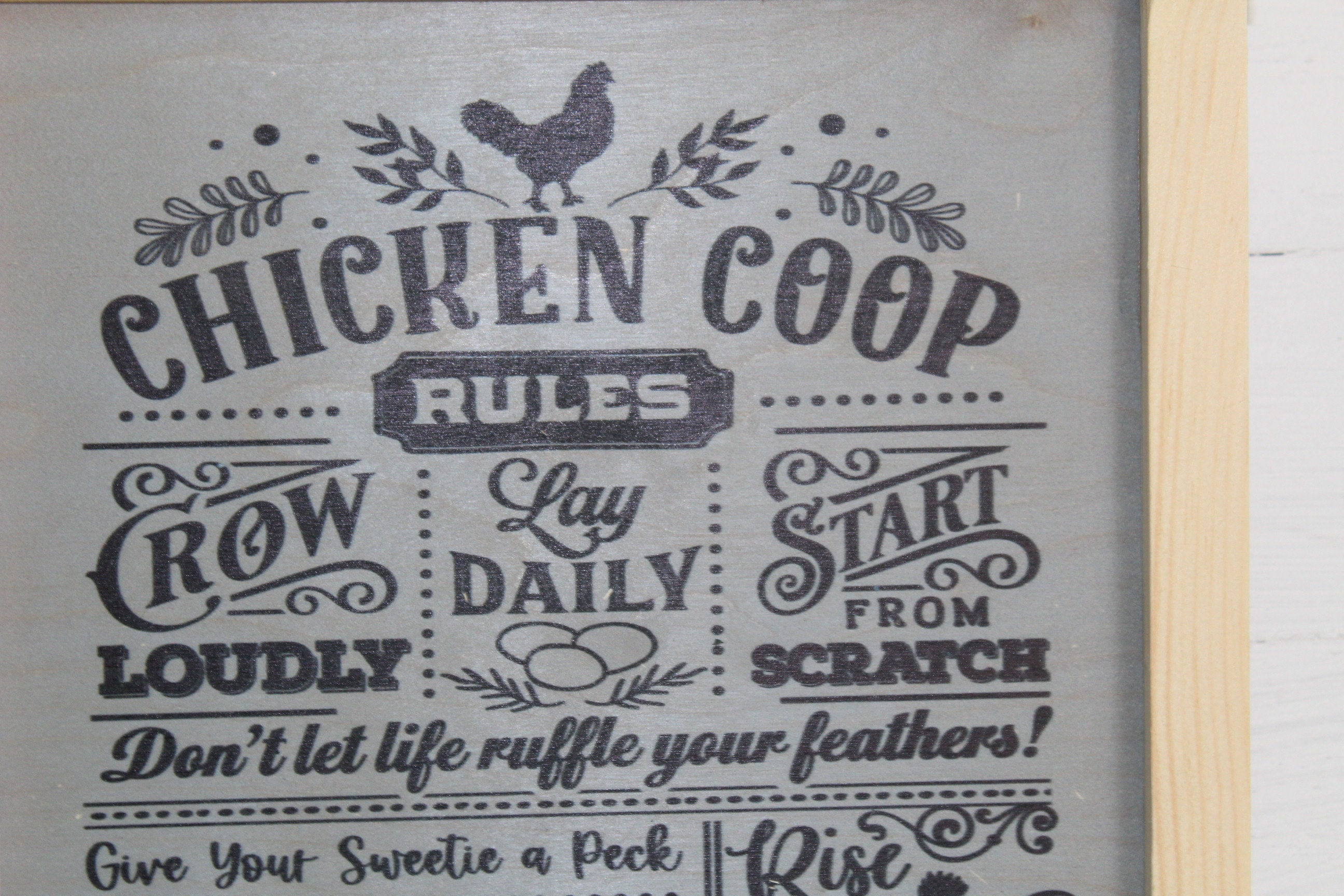 Chicken Coop Rules List Wood Sign Wall Hanging Simply Work Hard