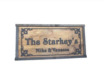Custom Last Name Sign – Personalized Wood Family Name Sign with Raised Text – Rustic Home & Farmhouse Wall Decor