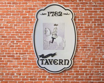Handmade Tavern Sign: Rustic Colonial Bar Decor, 3D Laser-Cut Horse