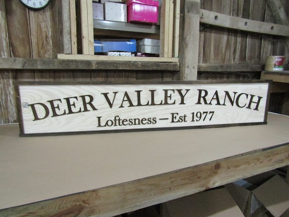 Large Custom Deer Ranch Sign Wooden Over-sized Rustic Business Logo Wood Laser Cut Out 3D Made to Order Signage Entrance Personalized XL