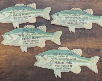 Customizable Fish Plaque Fisher Gift for men Gift for him Personalized Fisherman Bass Largemouth Printed Color Wooden Man Cave