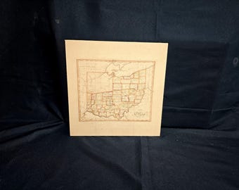 Ohio Historical 1812 Map Printed Wood Sign