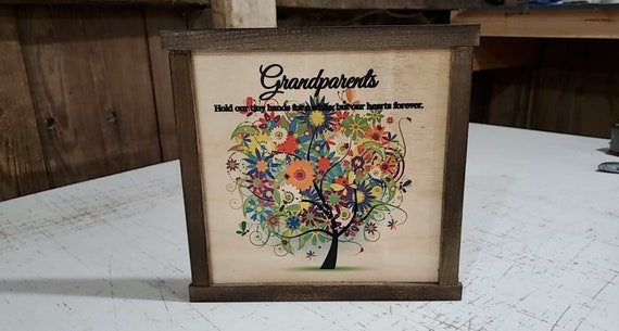 Grandparents Tree Printed Framed Hold our Tiny Hands Loved Ones Gift Handmade Grandkids to Grandparents Bond Family Special Decor