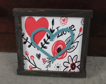 Heart Home Decor Handmade Valentines Day Holiday Seasonal Pink Love Laurel Wall Art Farmhouse Primitive Rustic
