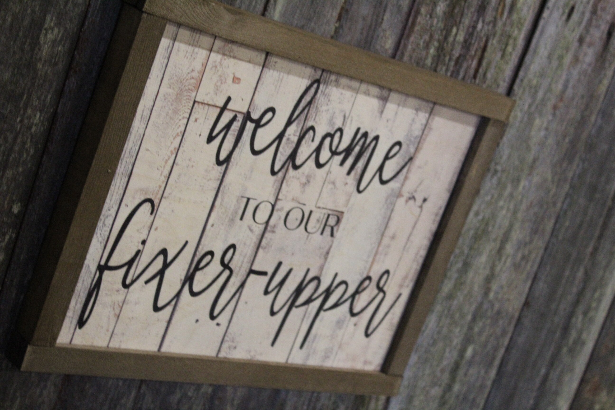 to Our Fixer Upper Wood Sign New Home Script Text Etsy