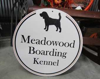 Custom Weatherproof PVC Boarding Kennel Pet Dog Round Logo Ready To Install Uvprinted Ink Commerical Signage Fade Mold Resistant All Weather