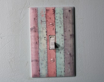 Rustic pastel pallet wood barnwood with warn painted paint chips light switch cover plate farmhouse decor