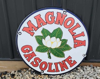 Magnolia Gasoline Oil Gas Station Reproduction Garage Sign For Him Giftable Aluminum Sign Printed Memorabilia Classic Petroliana Petroleum