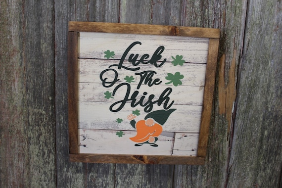 Luck O' The Irish Wood Sign Gnome St Paddys Day St Patricks Day Irish Décor Print Wall Decoration Wall Hanging Farmhouse Shamrock Shiplap