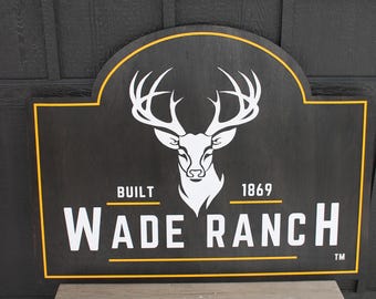 Custom Ranch Sign Deer Head Rustic Farmhouse Cabin Décor Personalized Family Ranch Name Sign Built Date Sign Western Outdoor Sign Country