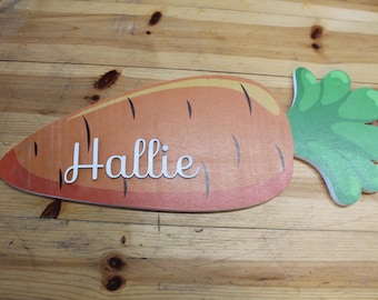 Carrot Name Sign Family Easter Farm Ranch Fun Printed raised 3D Letters Wood Hanging Sign Garden Nursery Bedroom Playroom