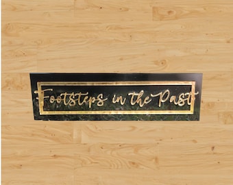 Custom Printed Acrylic Sign – Gold Lettering on Black Background – Elegant Personalized Wall Decor, Business Logo