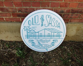 Custom Sign Round Business Commerical Signage Minimalist Made to Order Old Sassa House Store Front Small Shop Logo Circle Wooden Handmade