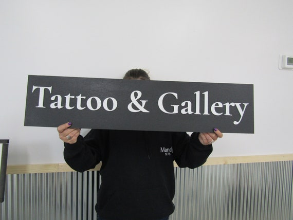 Custom Tattoo Gallery Sign Commerical Signage Studio Literary Directional 3D Raised Personalized Large Business Co Made To Order Wooden Sign