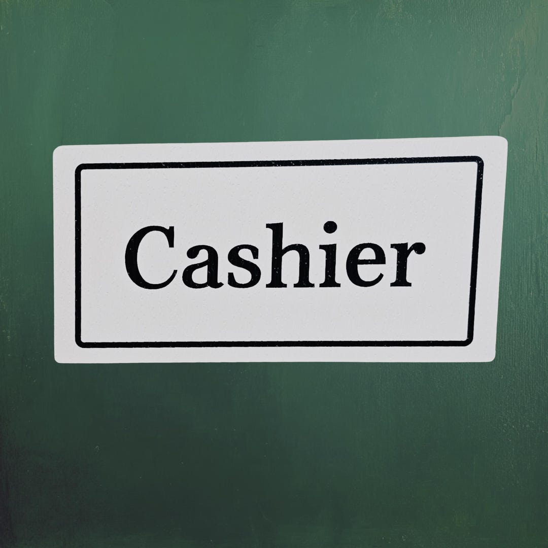 Cashier Sign – Black Lettering on White for Farmhouse, Retro, Cottage ...