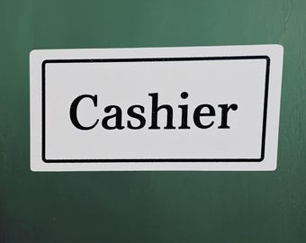 Cashier Sign – Black Lettering on White for Farmhouse, Retro, Cottage, or Small‑Business Checkout Decor