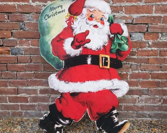 Printed Santa Christmas Sign • Merry Christmas Yard Decor • Holiday Porch Sign • Festive Outdoor Print