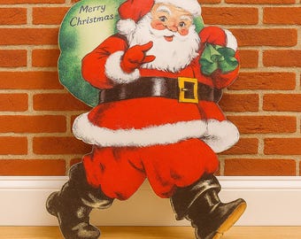Vintage Santa Claus Christmas Decor – Retro Holiday Yard Sign, Festive Wall Art, Merry Christmas Porch Display