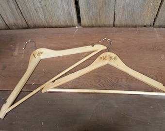I Do I me Too Matching Bride and Groom Clothes Hanger Engraved Hard Wood Sturdy Dress Wedding Gift Set