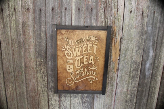 Sweet Tea Porch Sign Life Needs More Sunshine Porch Sitting Wood Sign 3D Raised Text Country Farmhouse Cabin Porch Decoration Relax