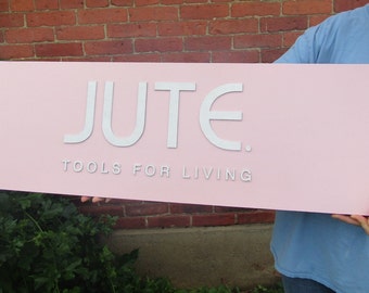 Custom Pink Rectangle Commerical Sign JUTE Tools for Living Health Wellness Therapy Office Signage Made to Order Your Logo Wooden Sign