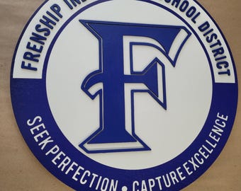 School Excellence Handmade Custom Wooden Sign Logo Personalized Hanging Sign Raised Letters Round Printed Elementary Intermediate District