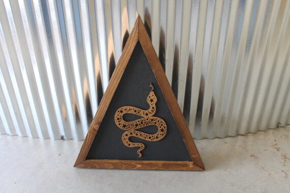 Snake Triangle Rattlesnake Tread On Me Viper Serpent Framed 3D Handmade Art Decor Wooden Sign Raised Layered Sign