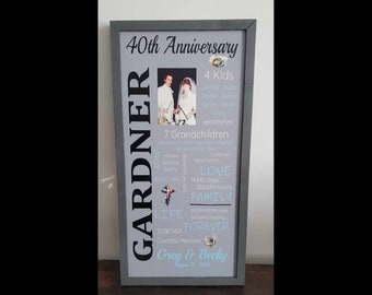 Custom Wedding Anniversary Years Lifetime Memories Photo Wooden Printed Handmade Home Decor Gift for her Gift for him Personalized