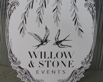 Willow Events Personalize Waterproof Sign Smooth Custom Cut Signage Outdoor Ready for your Business Logo