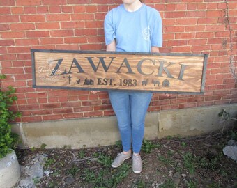 Personalized Custom Family Name Values Sign Ranch Style Wedding Gift Established Emoji Charms Icon Rustic 3d Text Handmade Wooden Decor Farm